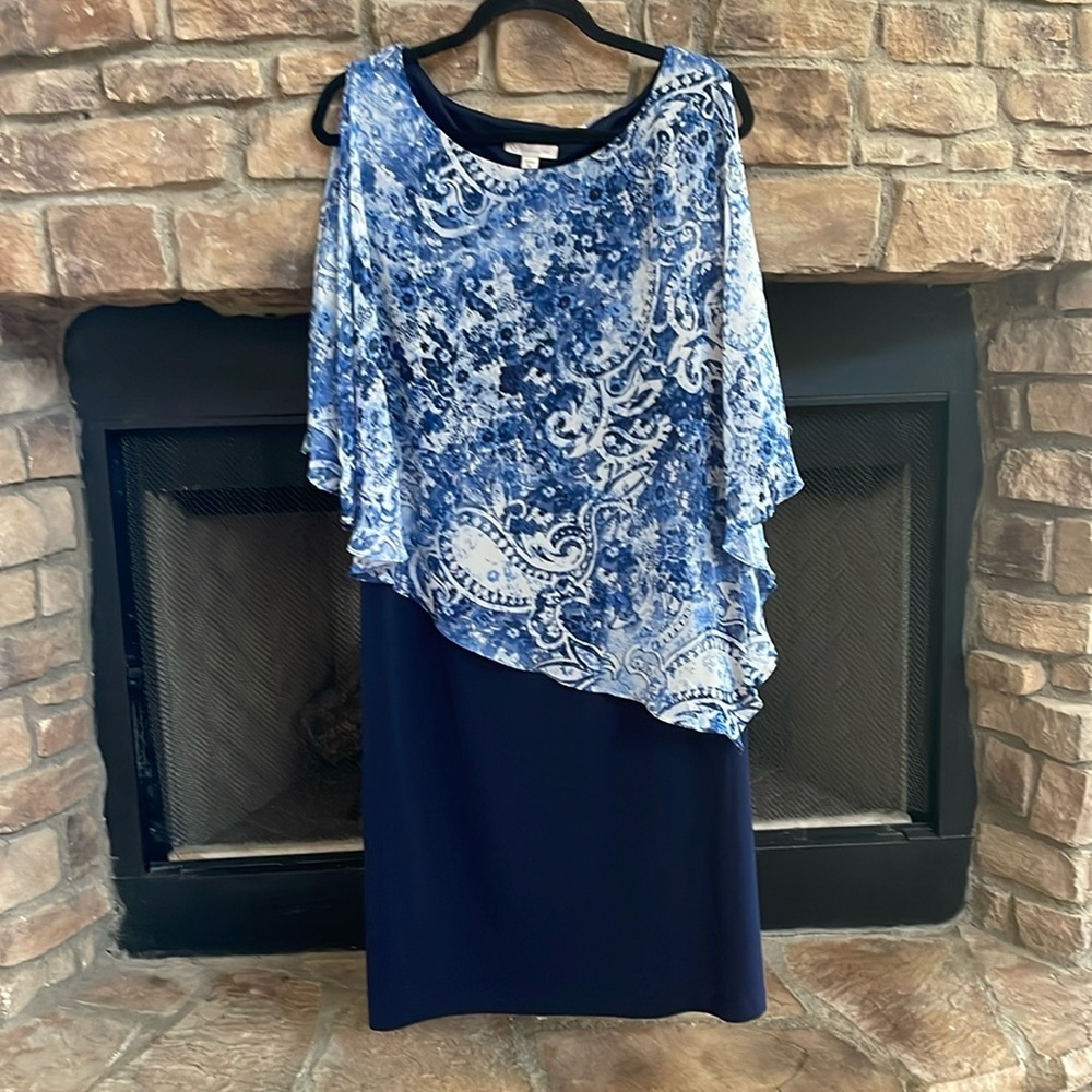 Db Established 1962 blue and white cold shoulder dress.  size 16